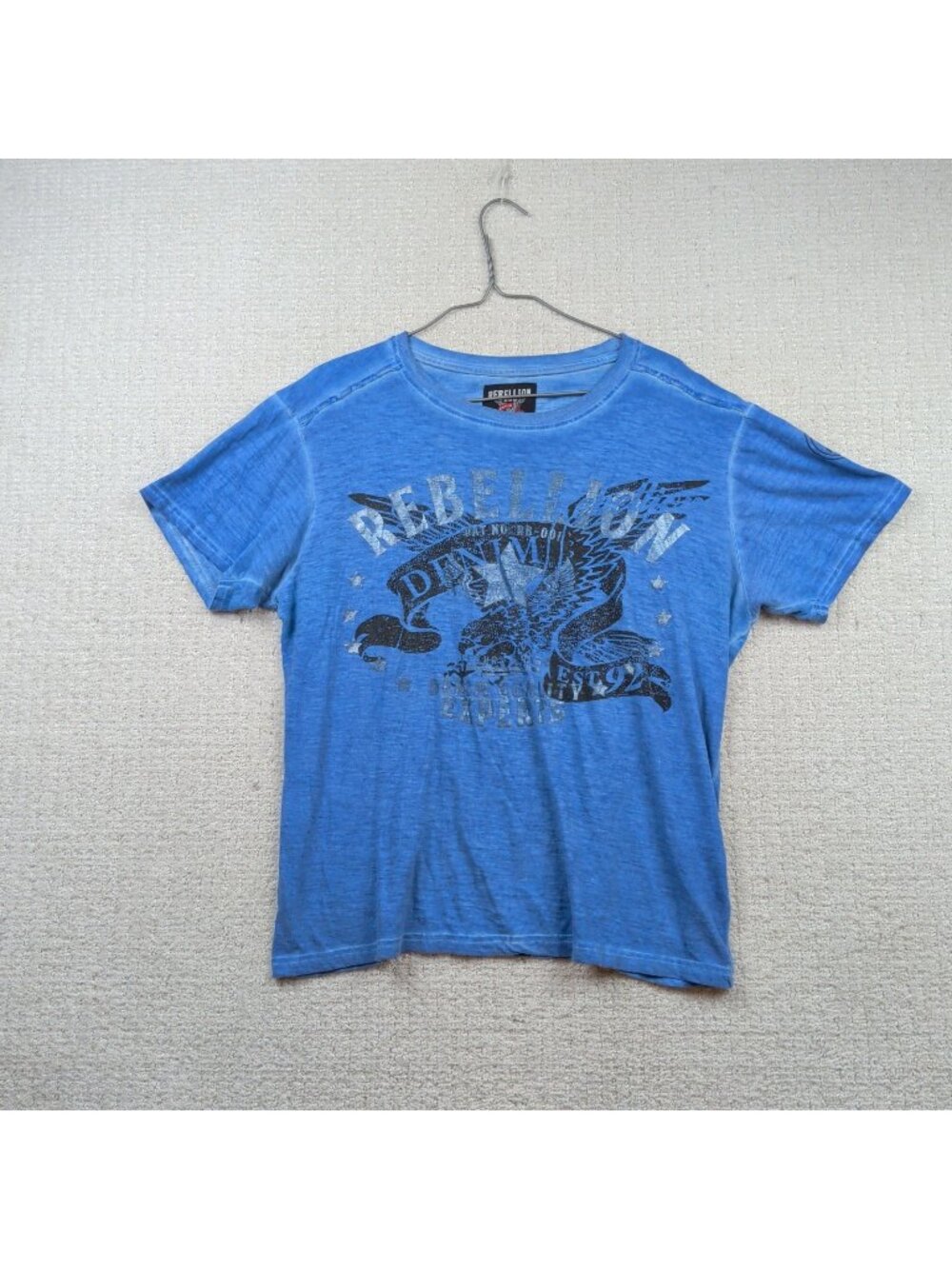 Y2K Rebellion Gothic Cyber Affliction Style Racing Grunge T-Shirt Men M Blue